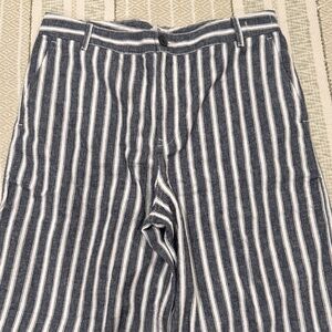 Madewell Navy and White Striped Trousers
